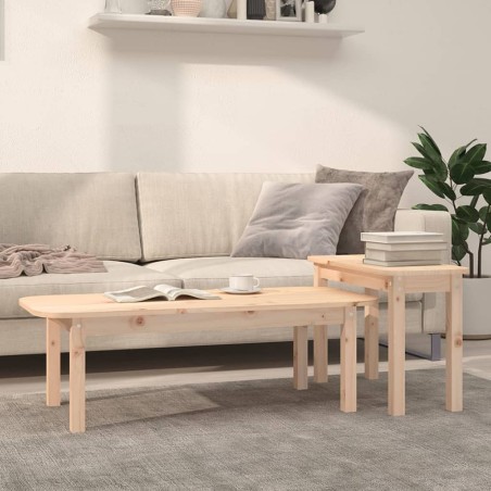 vidaXL Juego de mesas de centro 2 piezas madera maciza de pino