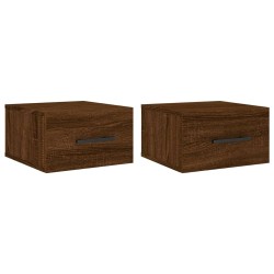 vidaXL Mesitas de noche de pared 2 uds color roble marrón 35x35x20 cm