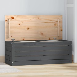vidaXL Caja de almacenaje madera maciza de pino gris 89x36,5x33 cm