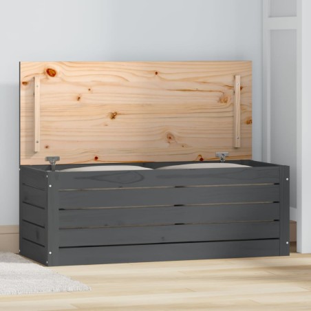 vidaXL Caja de almacenaje madera maciza de pino gris 89x36,5x33 cm