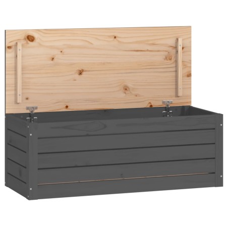vidaXL Caja de almacenaje madera maciza de pino gris 89x36,5x33 cm