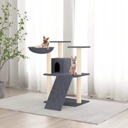 vidaXL Rascador para gatos con postes de sisal gris oscuro 83 cm