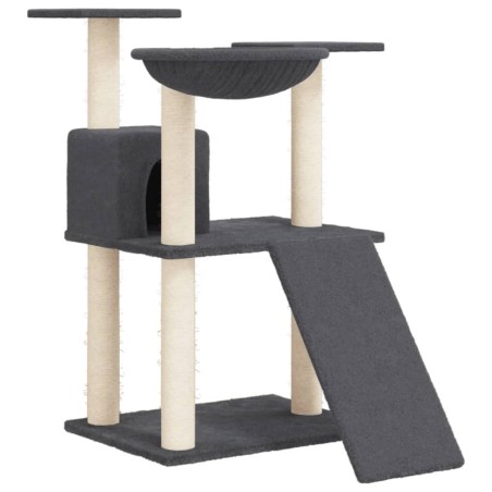 vidaXL Rascador para gatos con postes de sisal gris oscuro 83 cm