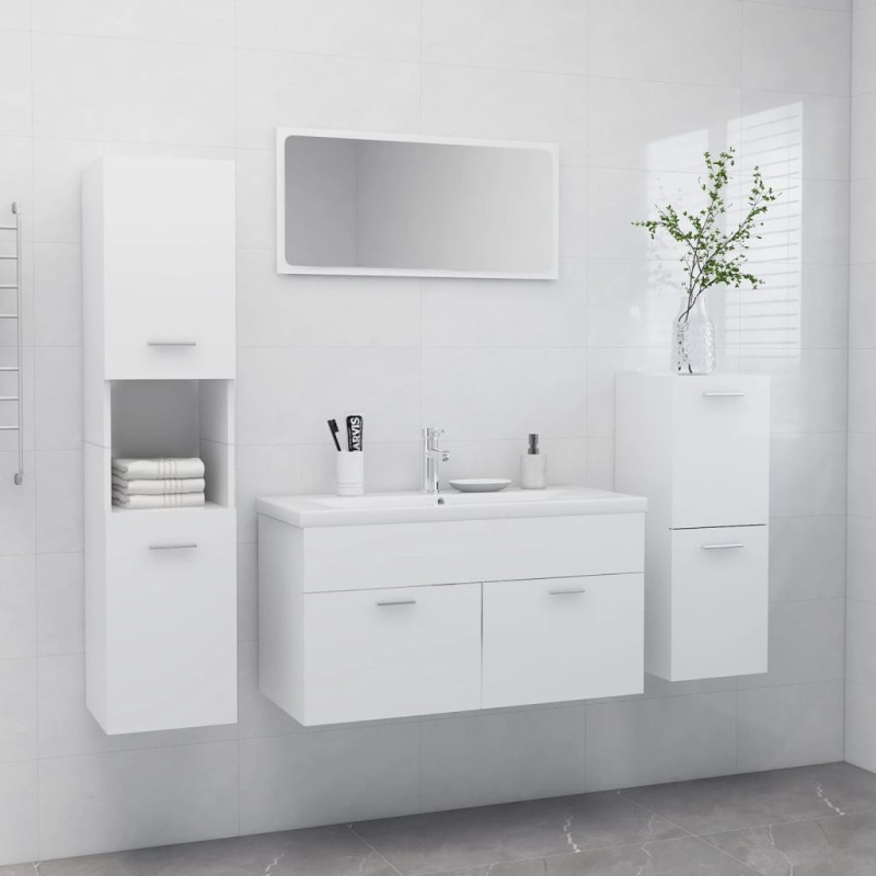 vidaXL Juego de muebles de baño madera de ingeniería blanco vidaXL Juego de muebles de baño madera de ingeniería blanco