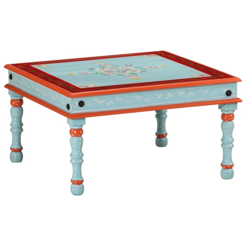 vidaXL Mesa de centro madera maciza de mango azul pintada a mano vidaXL Mesa de centro madera maciza de mango azul pintada a mano