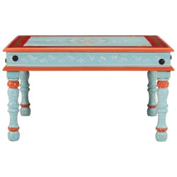 vidaXL Mesa de centro madera maciza de mango azul pintada a mano