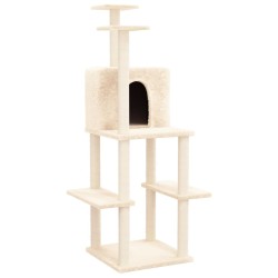 vidaXL Rascador para gatos con postes de sisal color crema 144,5 cm