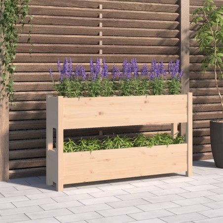 vidaXL Jardinera de madera maciza de pino 112x25x66 cm