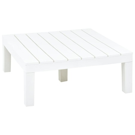 vidaXL Mesa de jardín de plástico blanco 78x78x31 cm