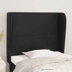 vidaXL Cabecero con orejas de cuero sintético negro 93x23x118/128 cm
