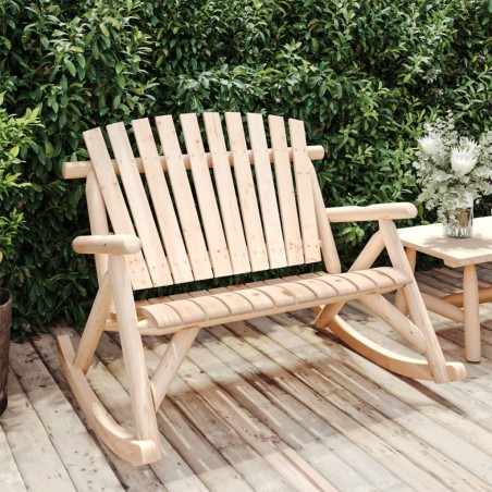 vidaXL Banco mecedora de jardín de 2 plazas madera abeto 123x96x102 cm