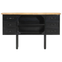 vidaXL Aparador de madera maciza de mango rugosa y acero 110x30x65 cm