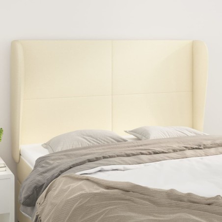 vidaXL Cabecero con orejas de cuero sintético crema 147x23x118/128cm