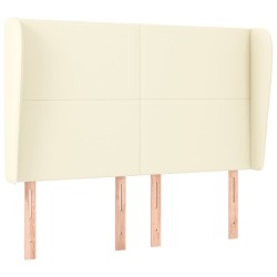 vidaXL Cabecero con orejas de cuero sintético crema 147x23x118/128cm