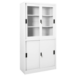 vidaXL Armario de oficina puerta corredera acero blanco 90x40x180 cm