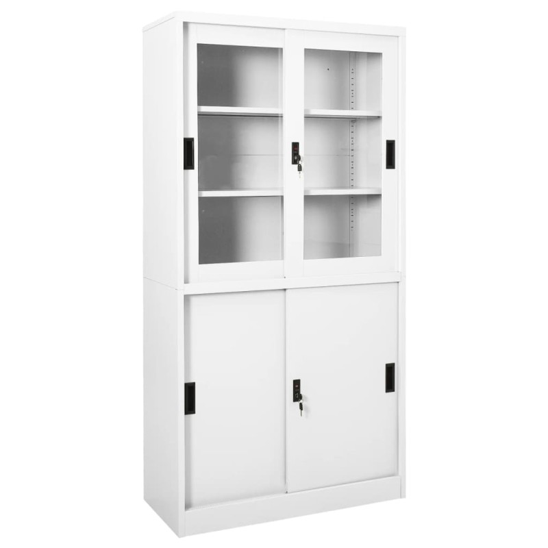 vidaXL Armario de oficina puerta corredera acero blanco 90x40x180 cm