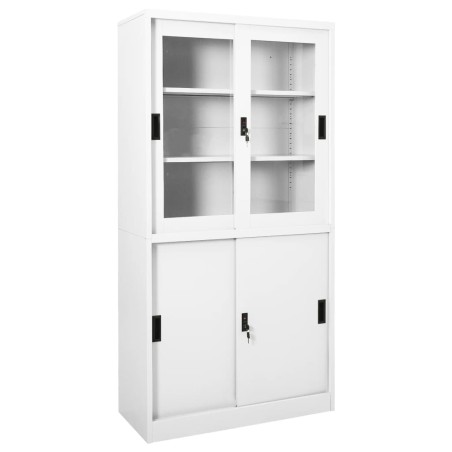 vidaXL Armario de oficina puerta corredera acero blanco 90x40x180 cm