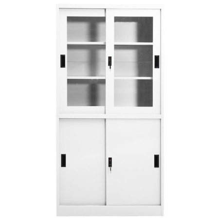 vidaXL Armario de oficina puerta corredera acero blanco 90x40x180 cm