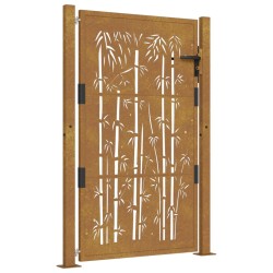 vidaXL Puerta de jardín acero corten diseño bambú 105x130 cm