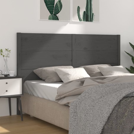 vidaXL Cabecero madera maciza de pino gris 146x4x100 cm