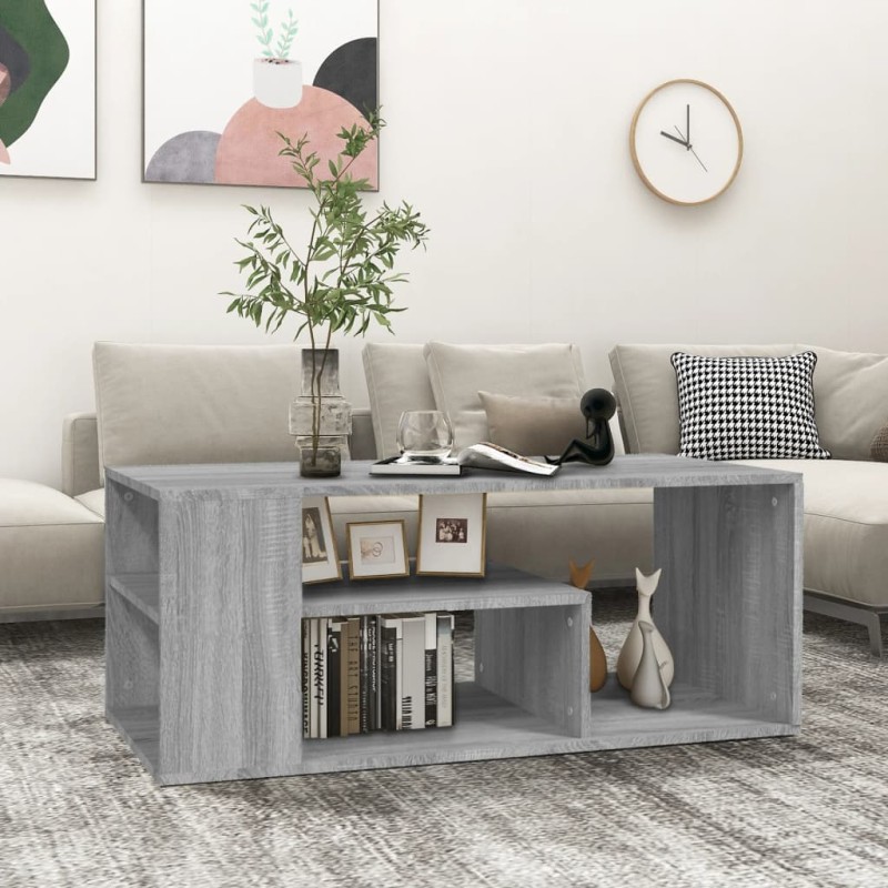 vidaXL Mesa de centro madera contrachapada gris Sonoma 100x50x40 cm vidaXL Mesa de centro madera contrachapada gris Sonoma 100x50x40 cm