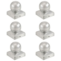 vidaXL Tapas para postes 6 uds metal galvanizado globo final 71x71 mm