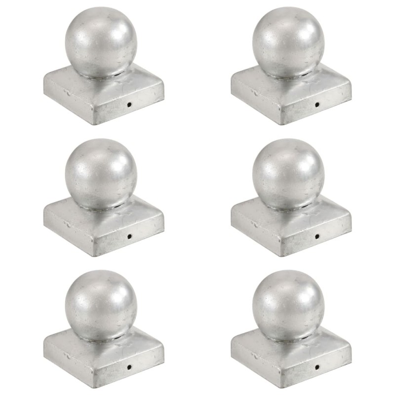vidaXL Tapas para postes 6 uds metal galvanizado globo final 71x71 mm vidaXL Tapas para postes 6 uds metal galvanizado globo final 71x71 mm