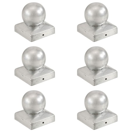 vidaXL Tapas para postes 6 uds metal galvanizado globo final 71x71 mm