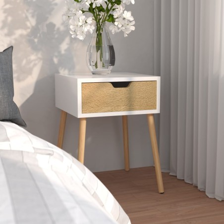 vidaXL Mesita de noche madera ingeniería blanco y Sonoma 40x40x56 cm