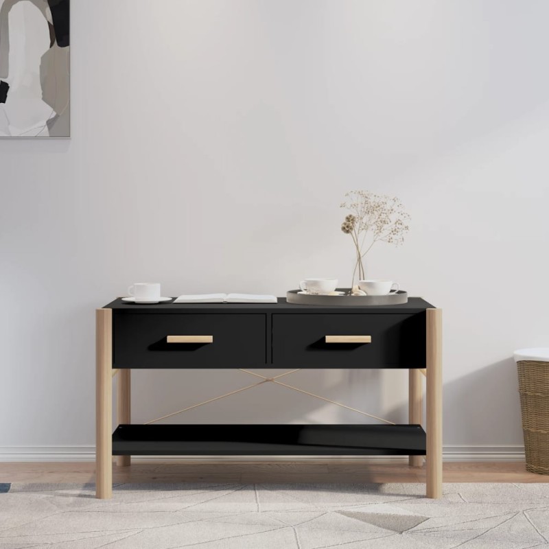 vidaXL Mesa de centro madera contrachapada negro 82x48x45 cm vidaXL Mesa de centro madera contrachapada negro 82x48x45 cm