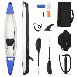 vidaXL Kayak inflable poliéster azul 375x72x31 cm