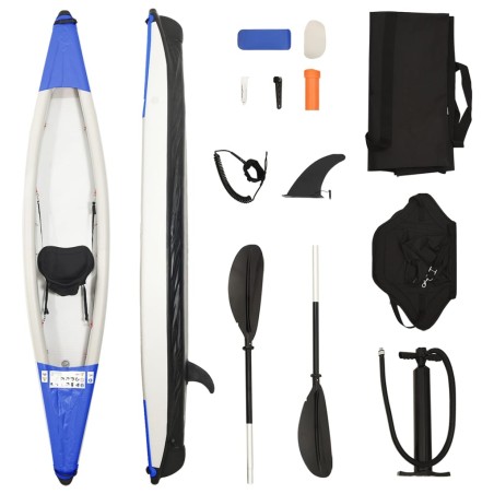 vidaXL Kayak inflable poliéster azul 375x72x31 cm
