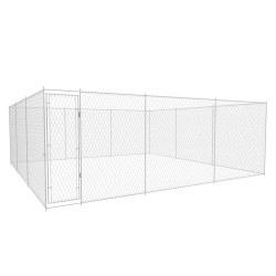 vidaXL Perrera de exterior de acero galvanizado 570x570x185 cm