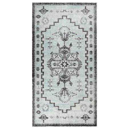 vidaXL Alfombra de exterior tejido plano verde y gris 80x150 cm