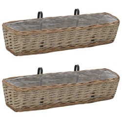 vidaXL Jardinera de balcón 2 uds mimbre con forro de PE 80 cm