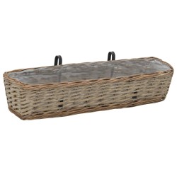 vidaXL Jardinera de balcón 2 uds mimbre con forro de PE 80 cm