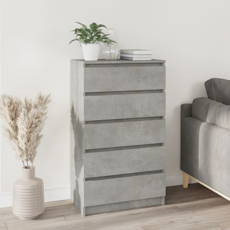 vidaXL Cajonera de madera contrachapada gris hormigón 60x36x103 cm vidaXL Cajonera de madera contrachapada gris hormigón 60x36x103 cm