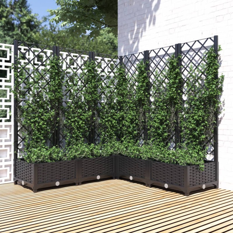 vidaXL Jardinera con enrejado PP negro 120x120x121,5 cm vidaXL Jardinera con enrejado PP negro 120x120x121,5 cm
