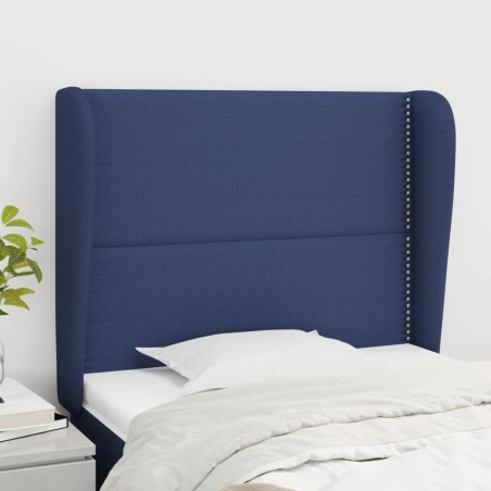 vidaXL Cabecero con orejas de tela azul 103x23x118/128 cm