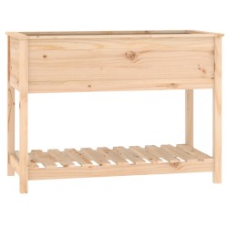 vidaXL Jardinera con estante de madera maciza de pino 111,5x54x81 cm