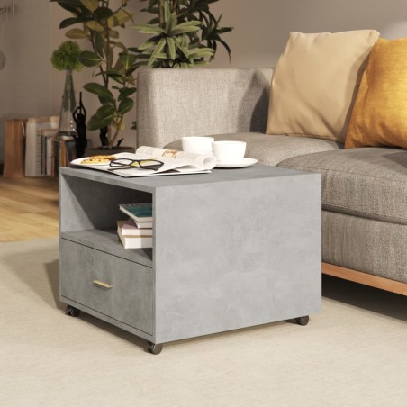 vidaXL Mesa de centro madera contrachapada gris hormigón 55x55x40 cm 
