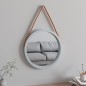 vidaXL Espejo de pared con correa plateado Ø45 cm vidaXL Espejo de pared con correa plateado Ø45 cm
