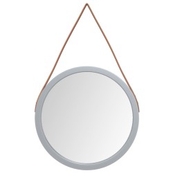 vidaXL Espejo de pared con correa plateado Ø45 cm
