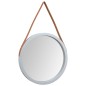 vidaXL Espejo de pared con correa plateado Ø45 cm vidaXL Espejo de pared con correa plateado Ø45 cm