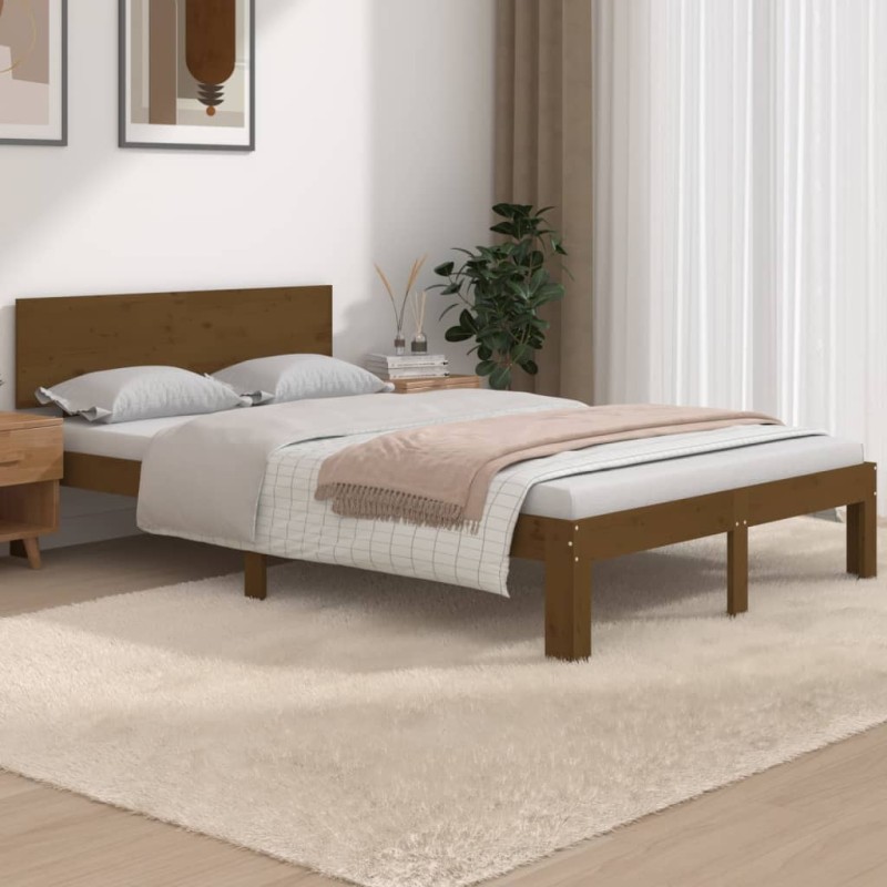 vidaXL Estructura de cama madera maciza marrón 120x190 cm vidaXL Estructura de cama madera maciza marrón 120x190 cm