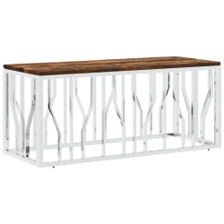 vidaXL Mesa de centro acero inoxidable y madera maciza reciclada