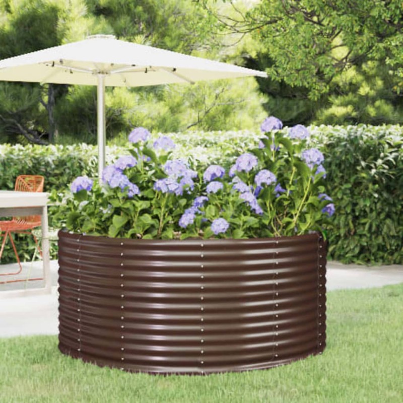 vidaXL Jardinera acero con recubrimiento en polvo marrón 140x140x68 cm vidaXL Jardinera acero con recubrimiento en polvo marrón 140x140x68 cm