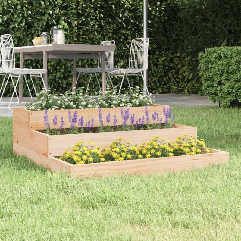 vidaXL Jardinera de madera maciza de pino 78x78x27 cm