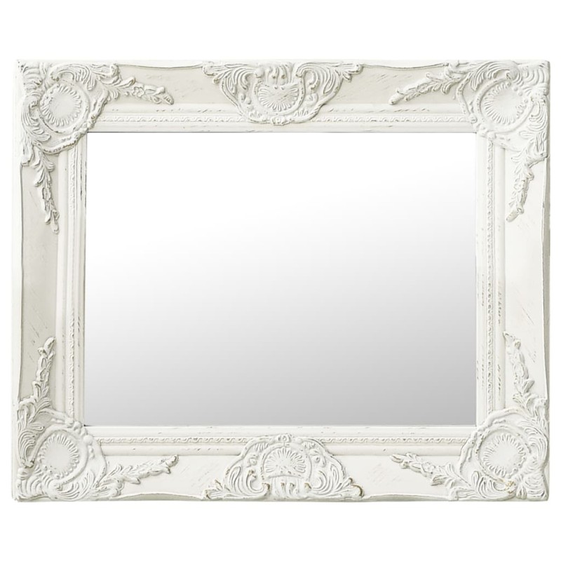 vidaXL Espejo de pared estilo barroco blanco 50x40 cm vidaXL Espejo de pared estilo barroco blanco 50x40 cm