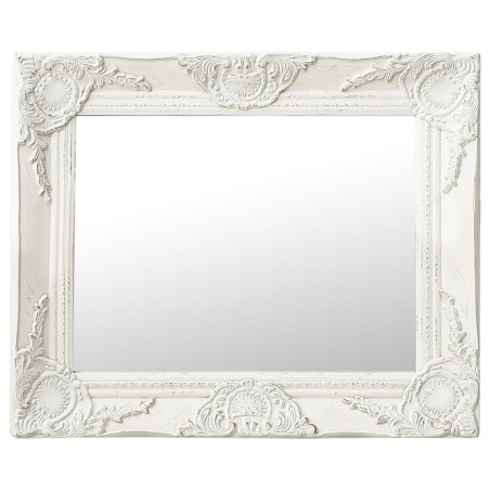 vidaXL Espejo de pared estilo barroco blanco 50x40 cm
